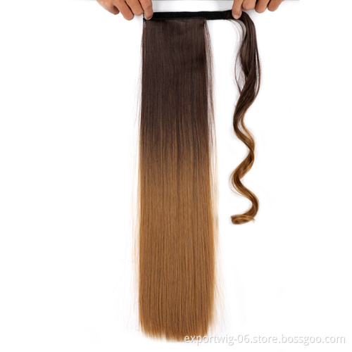 Afro Ombre Braids Ponytail Clip Hair Synthetic Attachment Hair 22 Inch Braid Hair Extensions Straight
